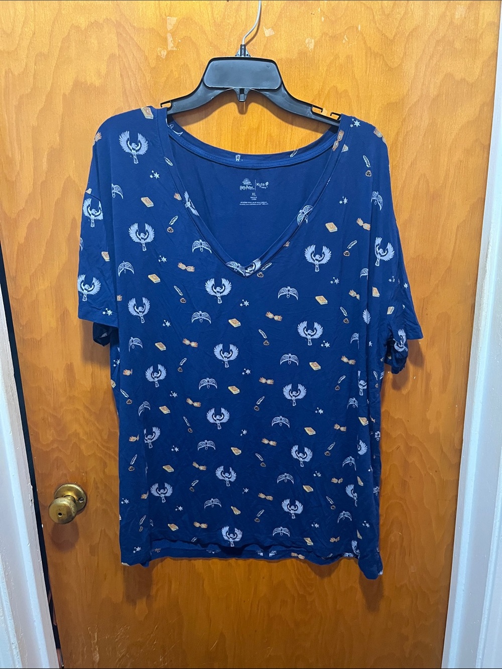 Kyte BABY Harry Potter Colab Navy Blue Short Sleeve Tee with Gold Accents